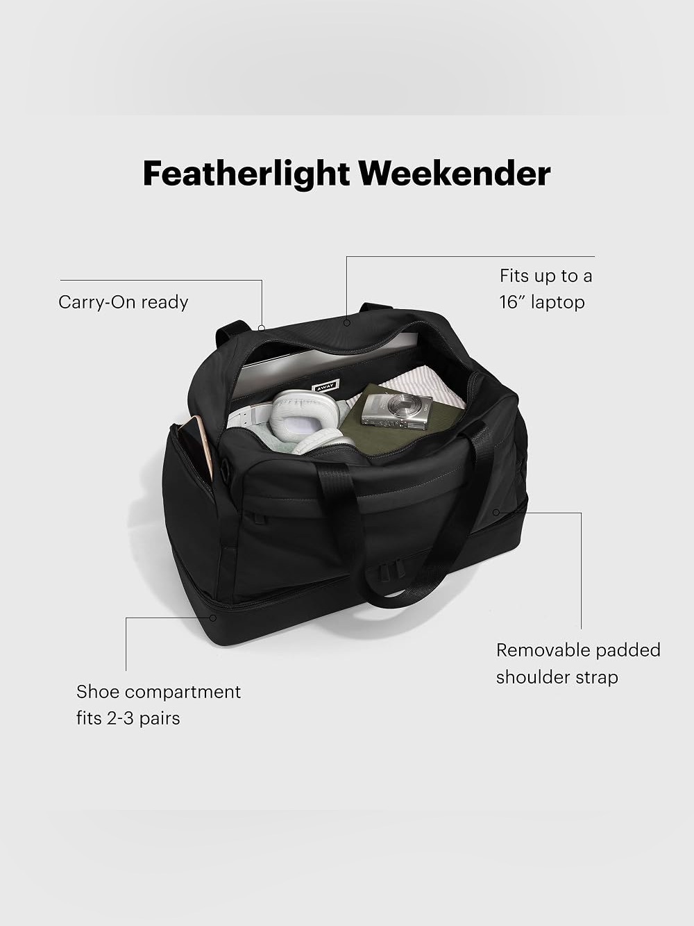 Away Featherlight Weekender Travel Bag - Picture 2 of 5